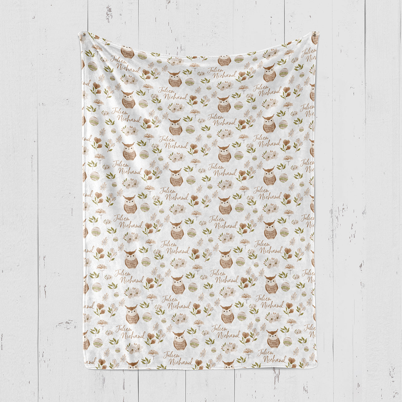 Personalized Owl Baby Flannel Blanket