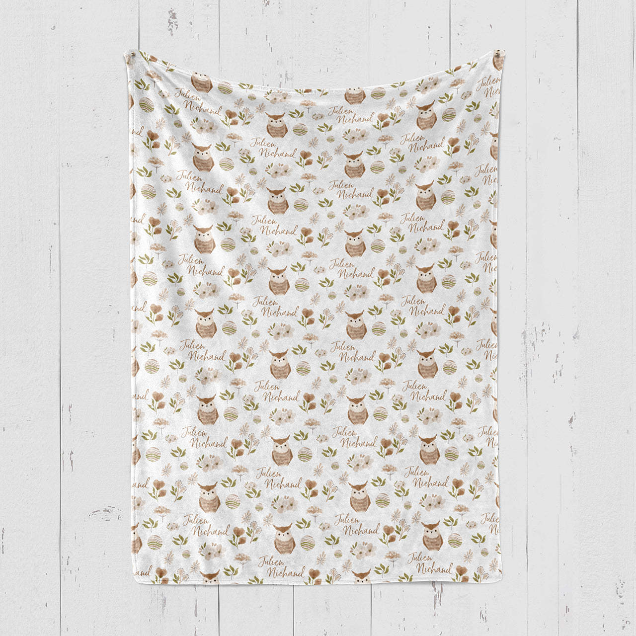 Personalized Owl Baby Flannel Blanket
