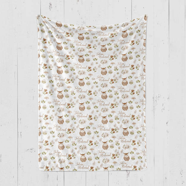 Personalized Owl Baby Flannel Blanket