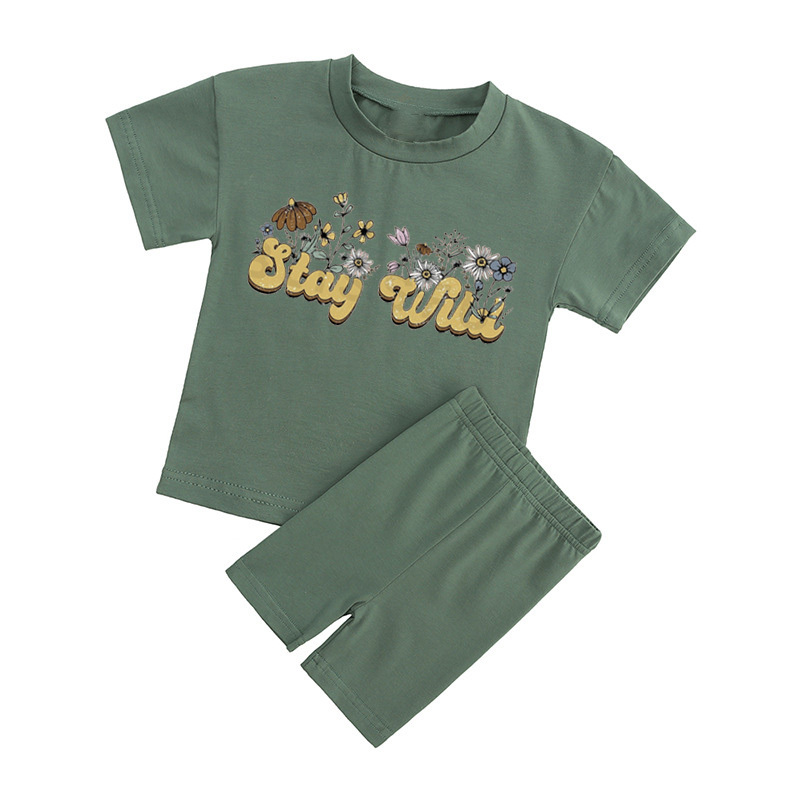 Stay Wild Kids Biker Shorts&Tee