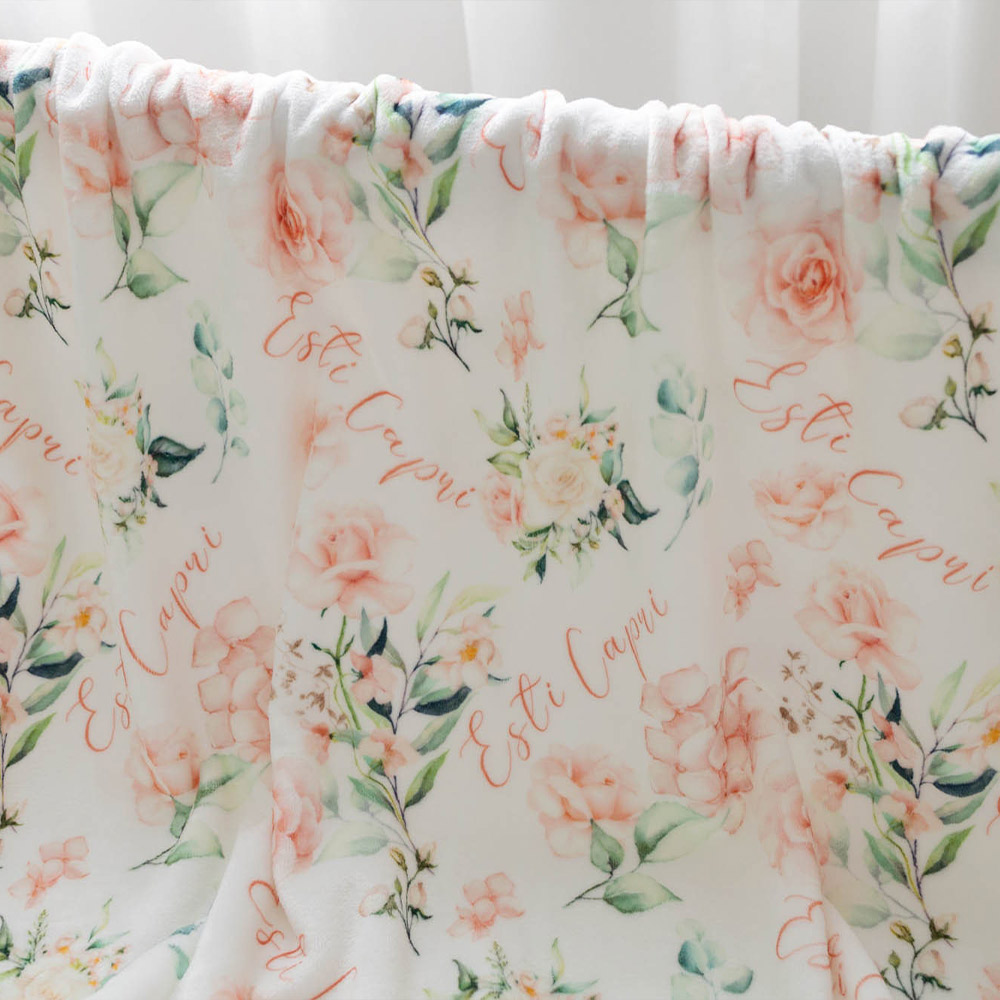 Personalized Name Pink Flower Blanket