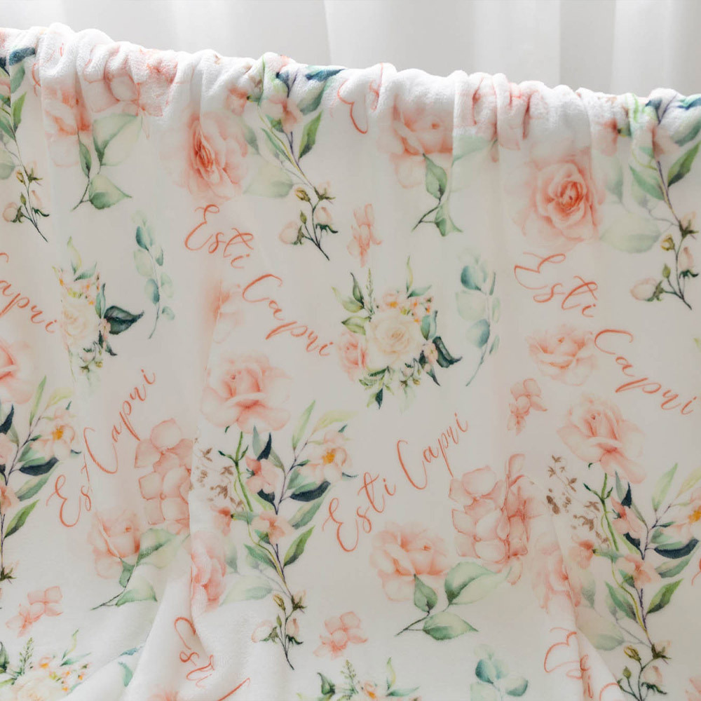 Personalized Name Pink Flower Blanket
