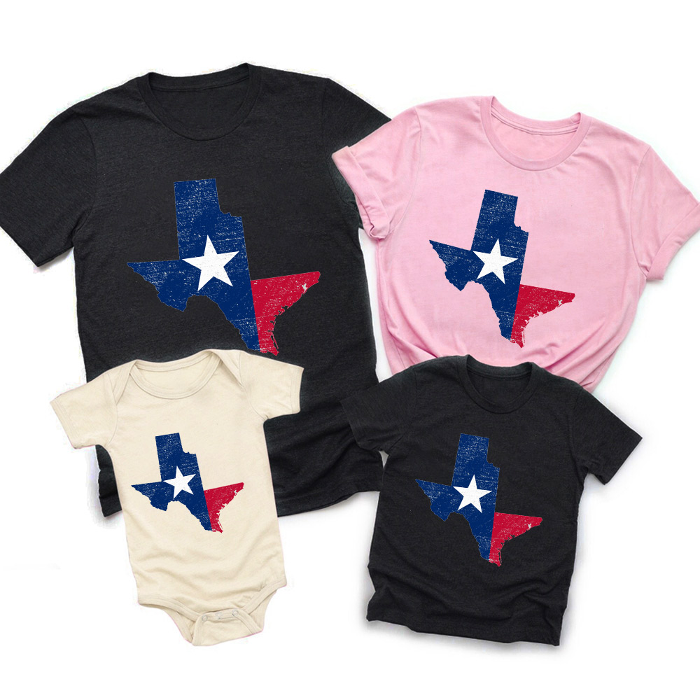 Texas State Star Flag Family Matching Shirts