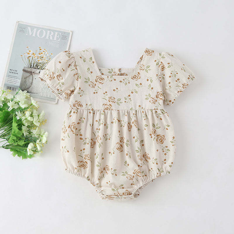 2 Colors Baby Girl Summer Short Sleeve Jumpsuit