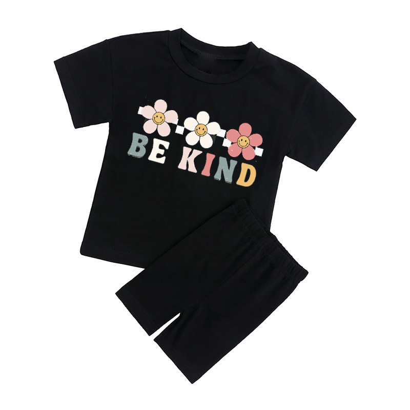 Be Kind Florals Kids Biker Shorts&Tee