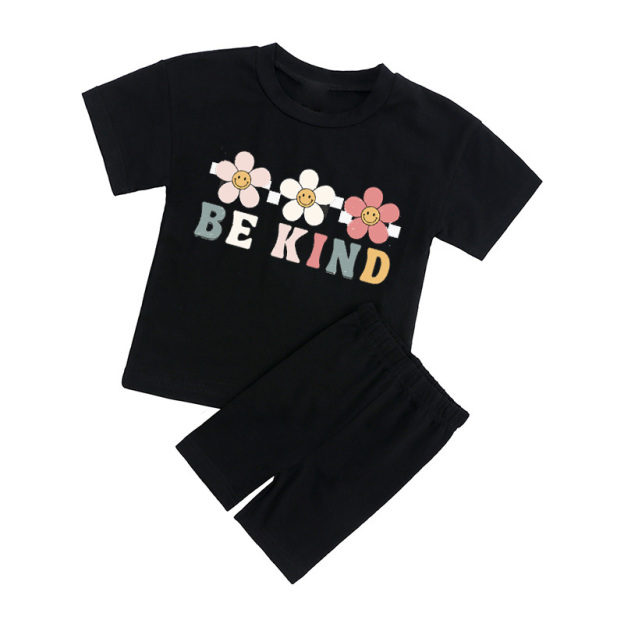 Be Kind Florals Kids Biker Shorts&Tee