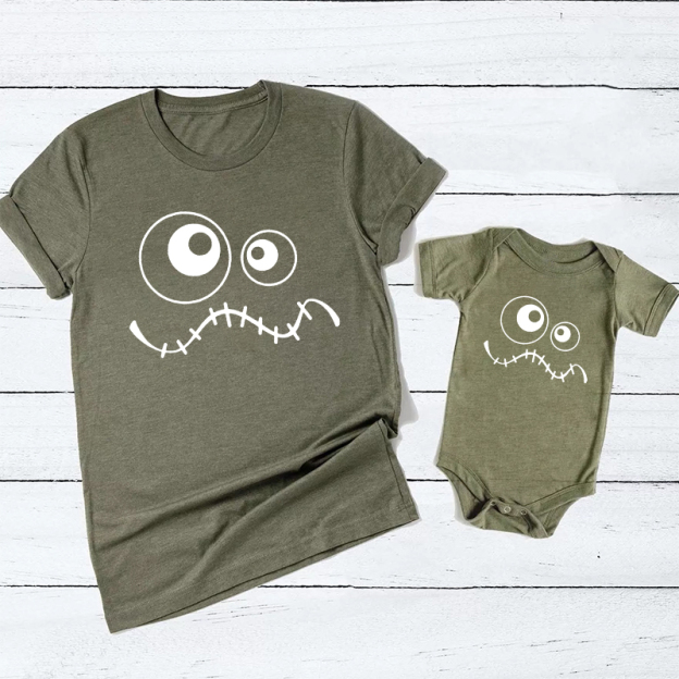 Funny Face Halloween Family Matching Shirt 