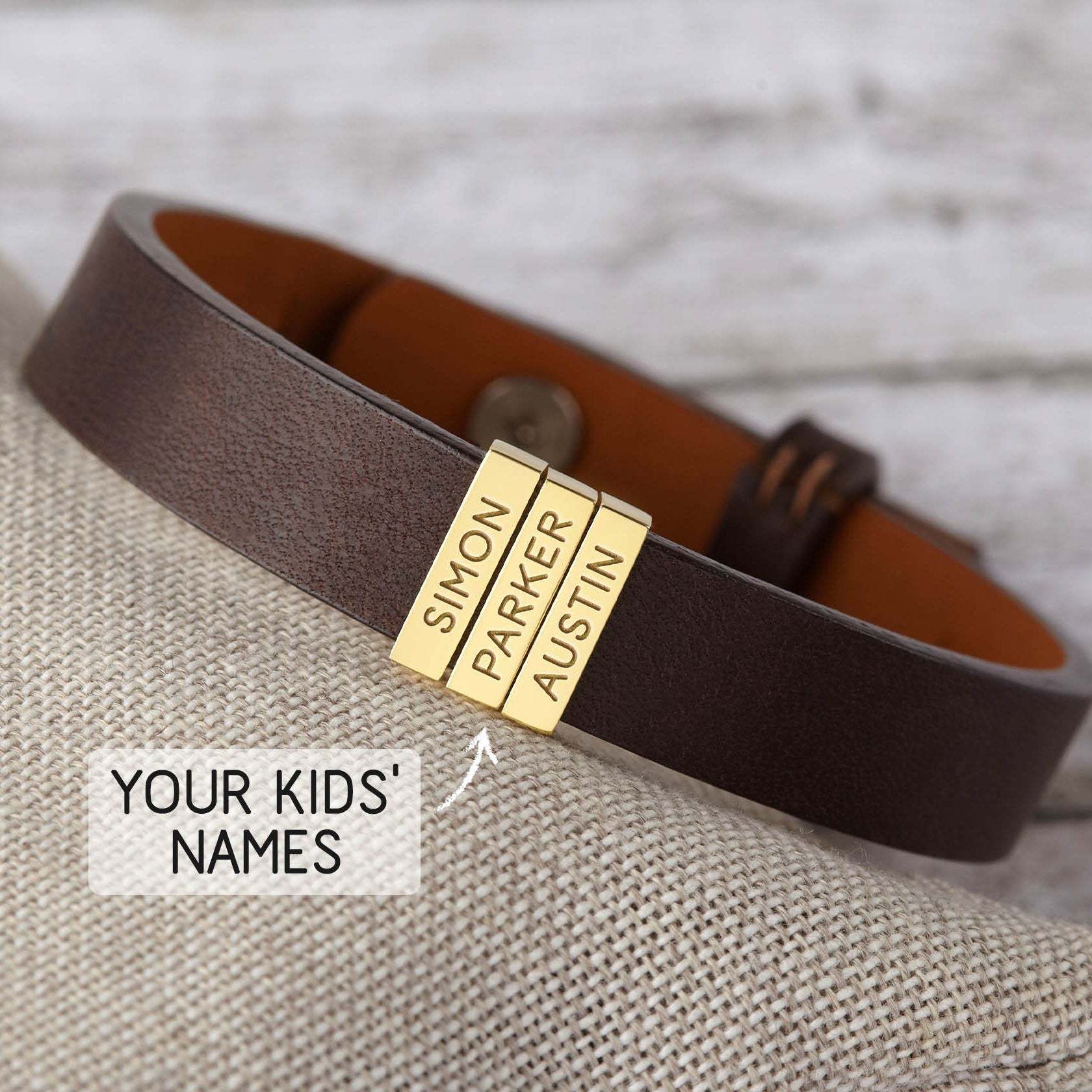Personalized Daddy Leather Bracelet