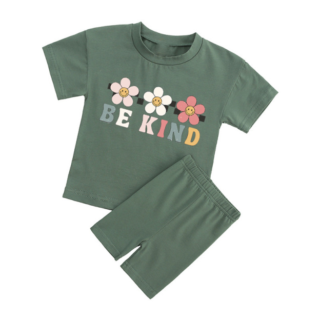 Be Kind Florals Kids Biker Shorts&Tee
