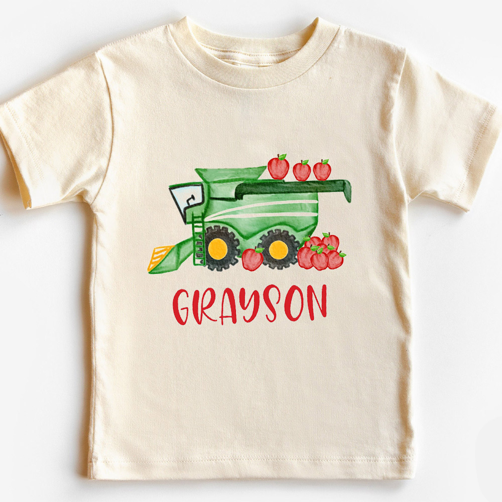 Personalized Tractor And Apple Back To School T-shirt
