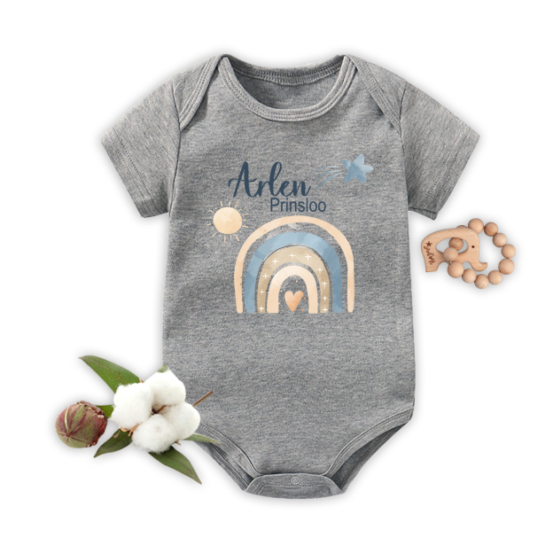 Rainbow Heart Name Custom Baby Bodysuit