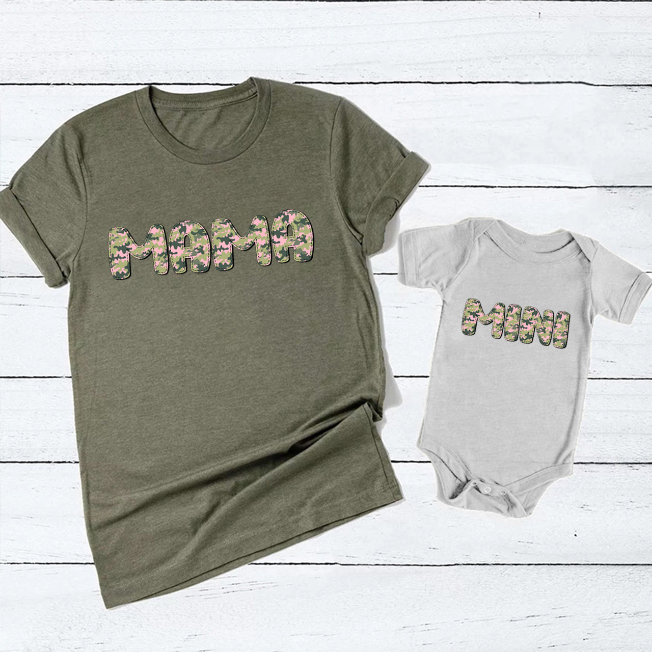 Pink Camouflage Matching Tees For MAMA & MINI
