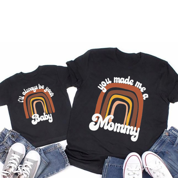 You Made Me A Mommy Retro Rainbow Matching Tees For Mother's Day
