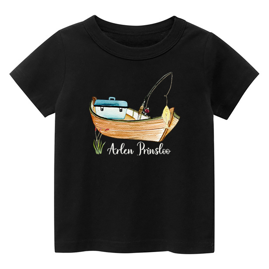 Personalized Boat Fishing Kids Name T-Shirt
