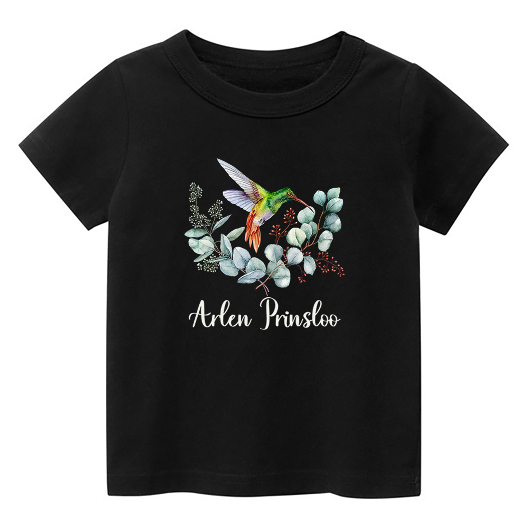 Personalized Hummingbird In The Flowers Kids T-Shirt
