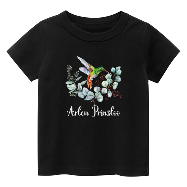 Personalized Hummingbird In The Flowers Kids T-Shirt