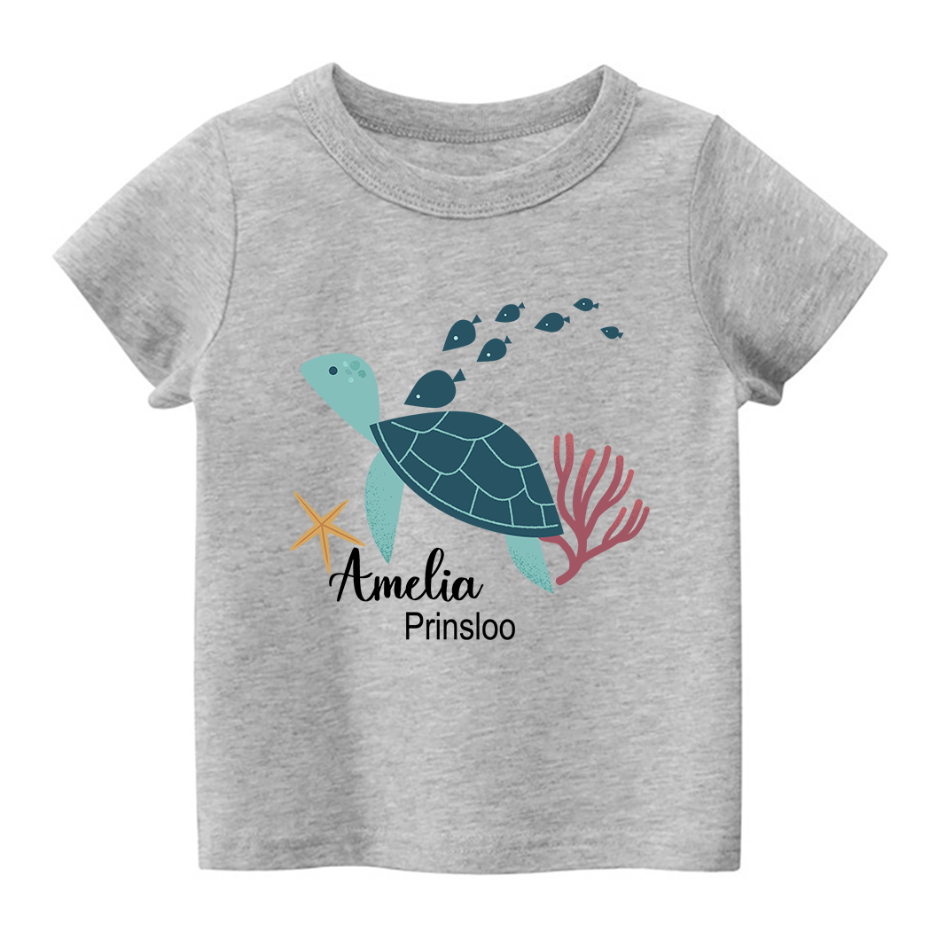 Personalized Turtle And Starfish Kids T-Shirt