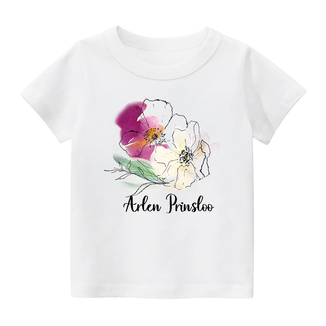 Personalized Ink Flowers Kids T-Shirt