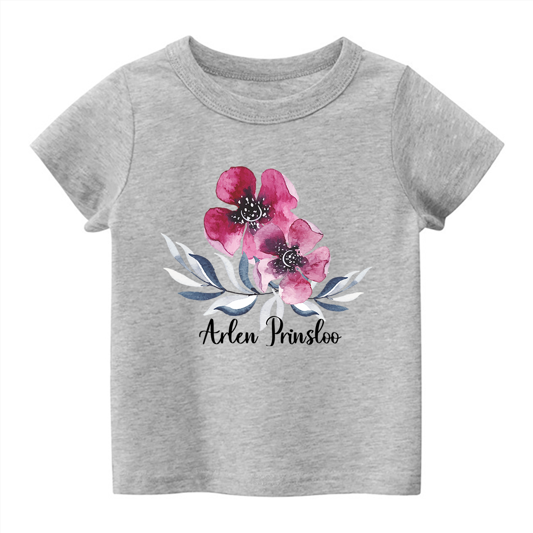 Personalized Ink Flowers Kids T-Shirt