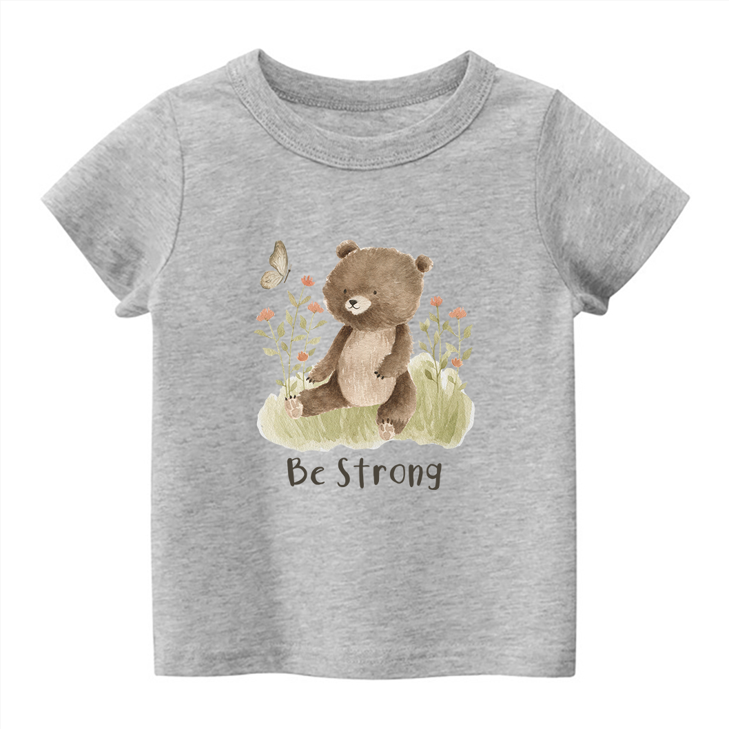 Be Strong Little Bear And Butterfly Kids T-Shirt