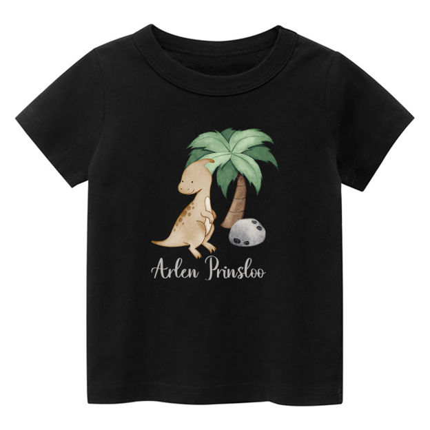 Personalized Dinosaurs Under The Coconut Tree With Kids Name T-Shirt