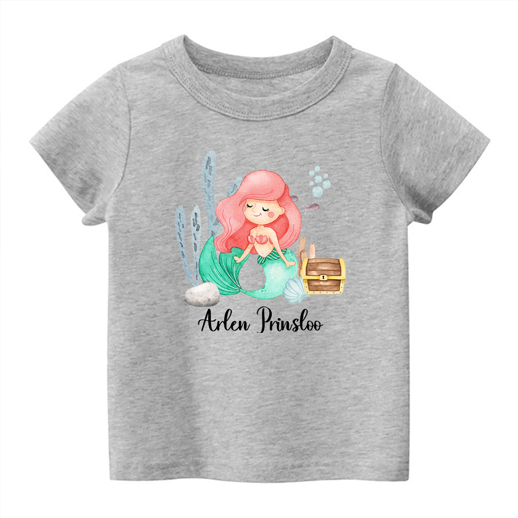 Personalized Mermaid Princess With Kids Name T-Shirt