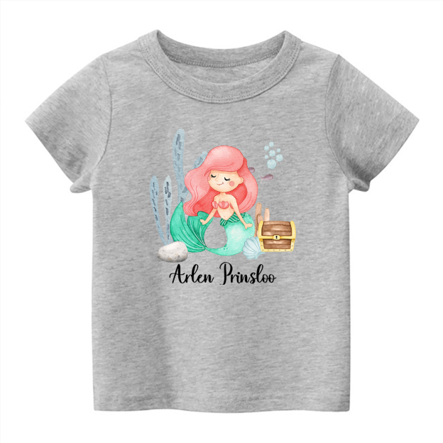 Personalized Mermaid Princess With Kids Name T-Shirt
