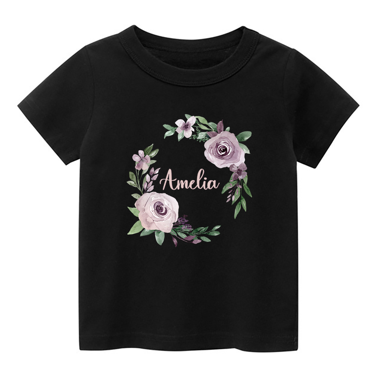 Personalized Light Purple Wreath Shirt For Kids