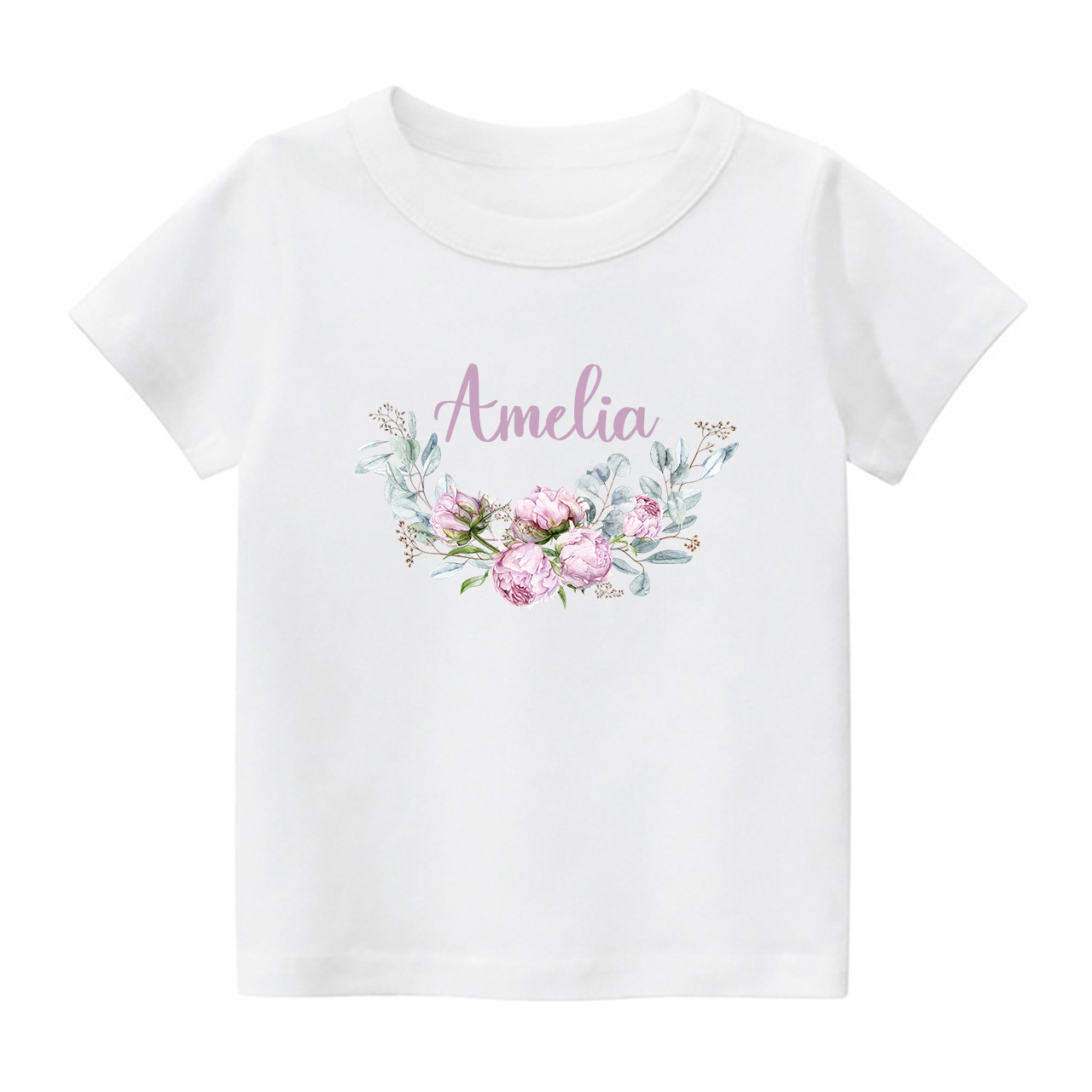 Personalized Purple Peony Shirt For Kids