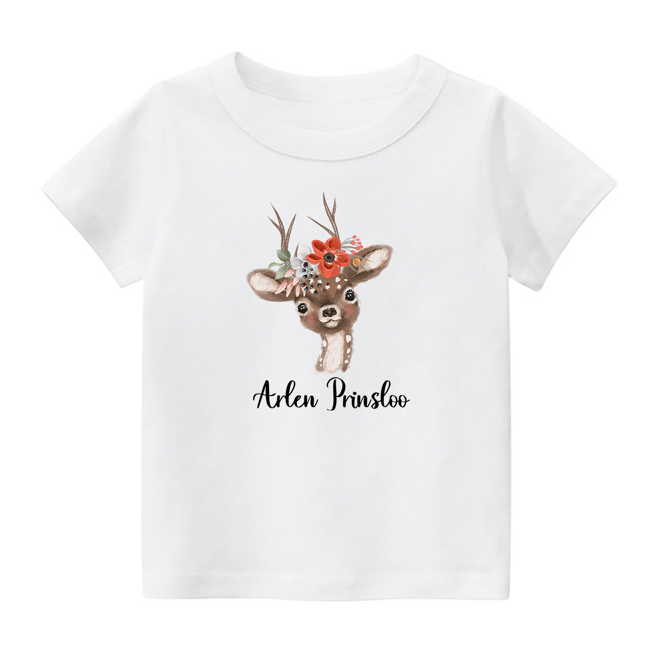 Personalized Watercolor Deer Shirt For Kids