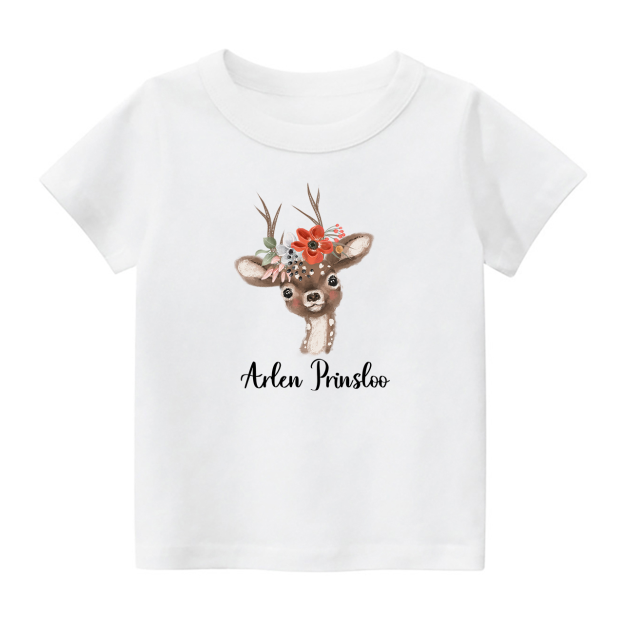 Personalized Watercolor Deer Shirt For Kids