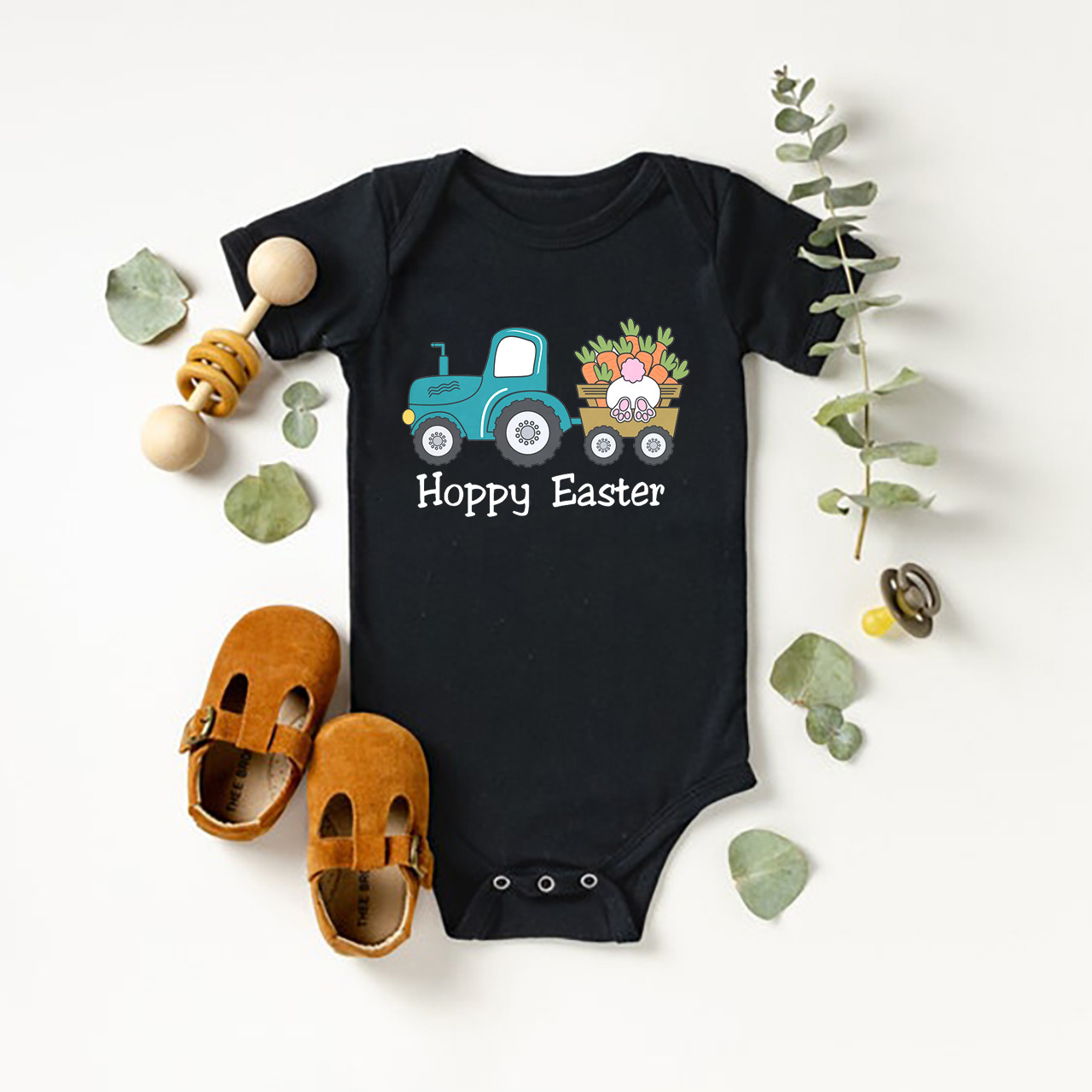 Truck With Carrot Rabbit Lover Easter Bodysuit For Baby
