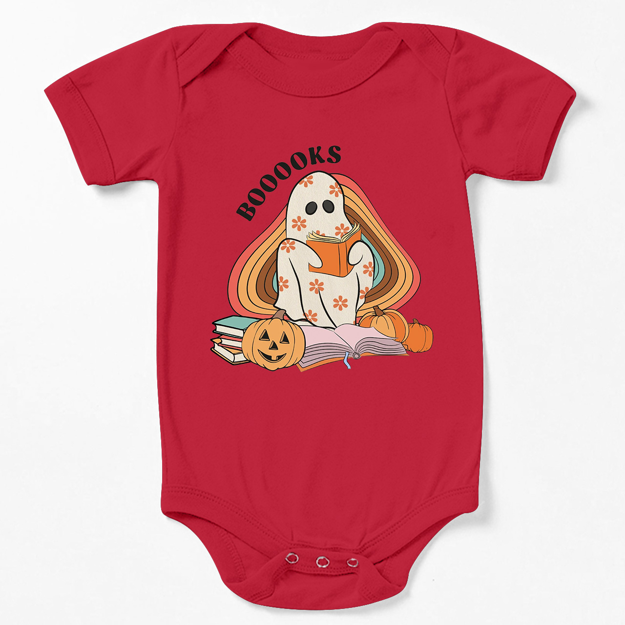 Retro Books Ghost Halloween Baby Bodysuit