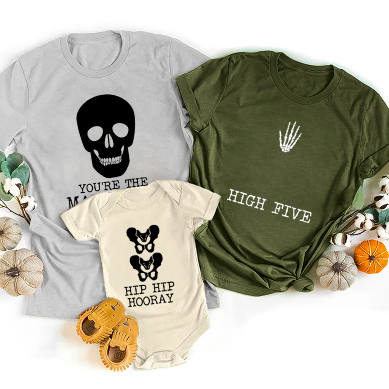 Skeleton Puns Funny Family Matching Halloween Party Tees