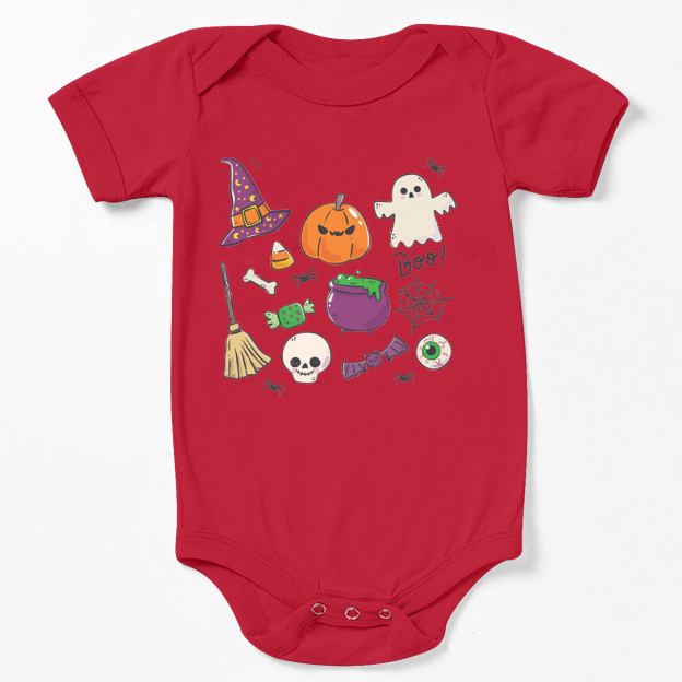 Pumpkin Witch Ghost Skull Baby Bodysuit