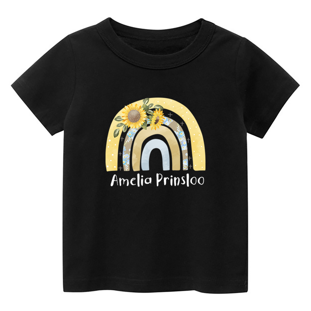 Personalized Yellow Rainbow Kids T-Shirt
