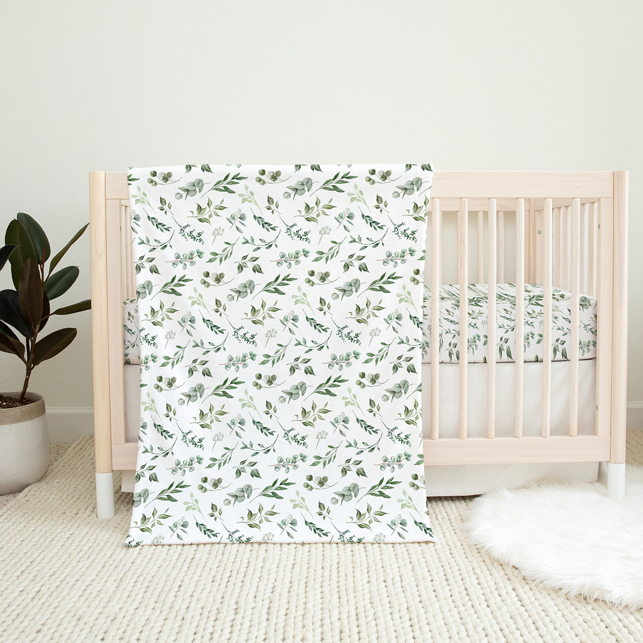 Green Leaves Baby Flannel Blanket