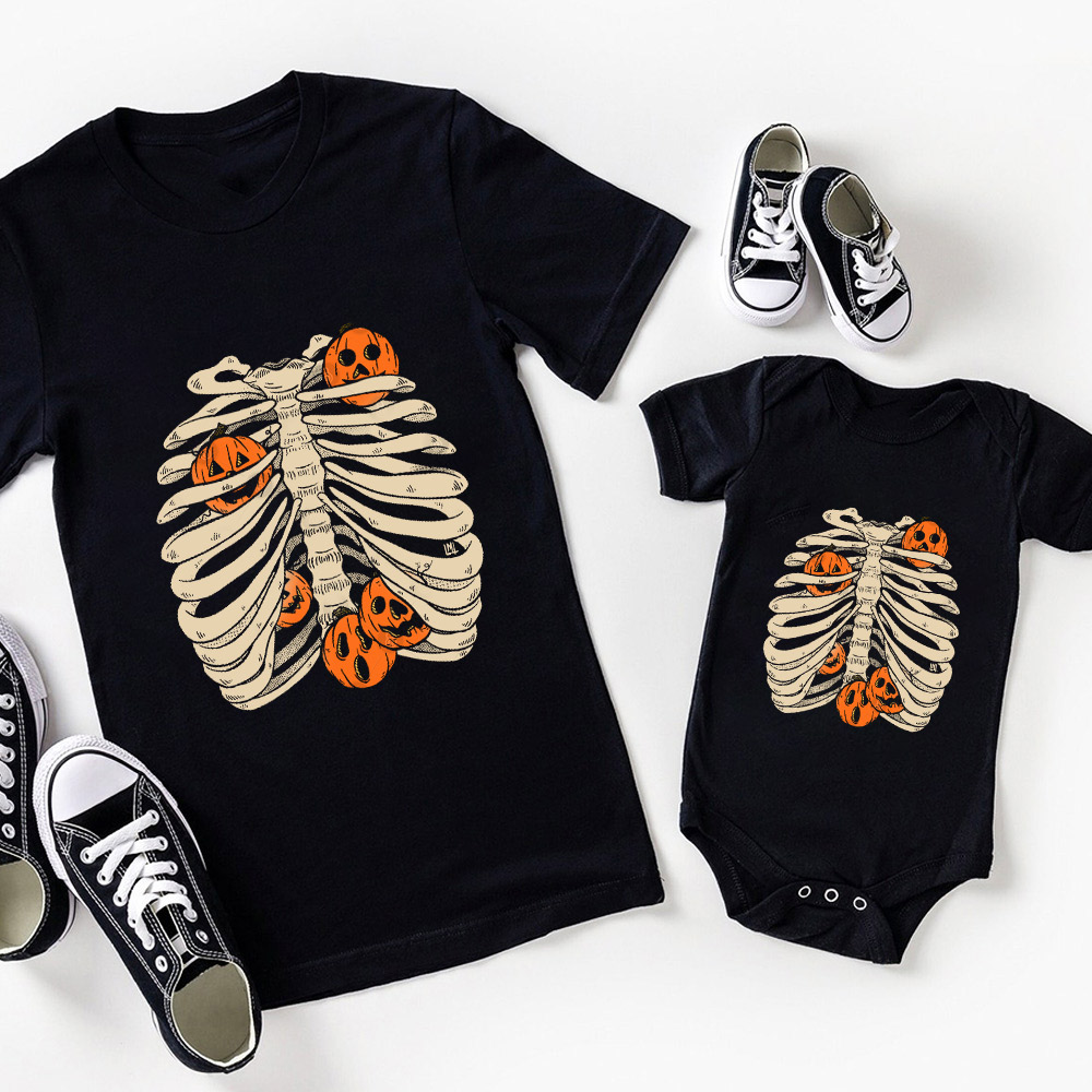 Pumpkin Bone Halloween Matching Shirts