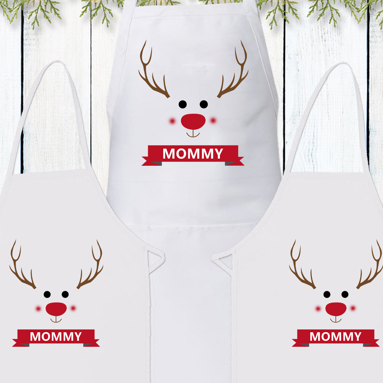 Antlers Christmas Apron Sets For Adult&Kids