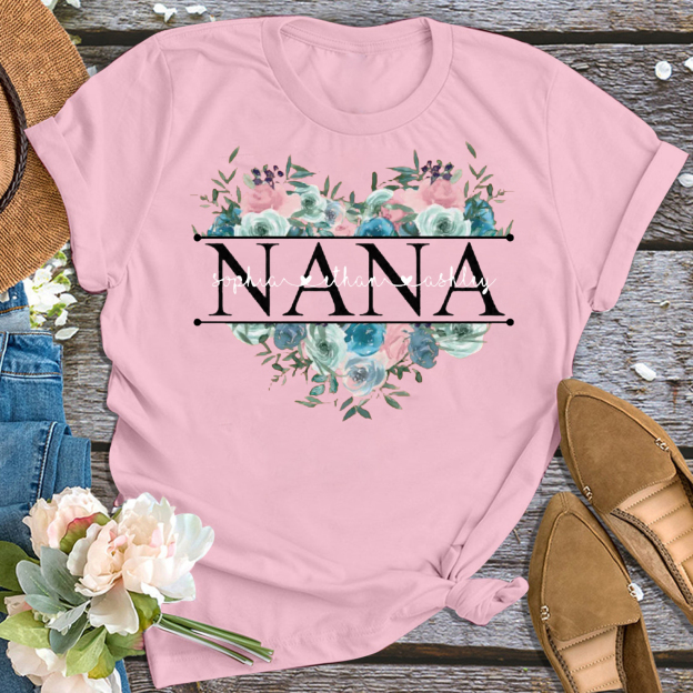 Flower Grandma Shirt Personalized With Name