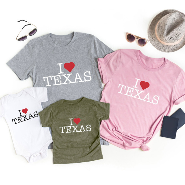 I Love Texas Family Matching Shirts