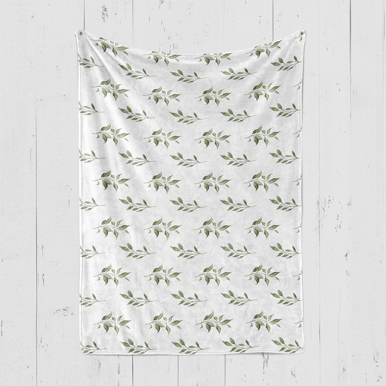 Olive Leaf  Baby Flannel Blanket