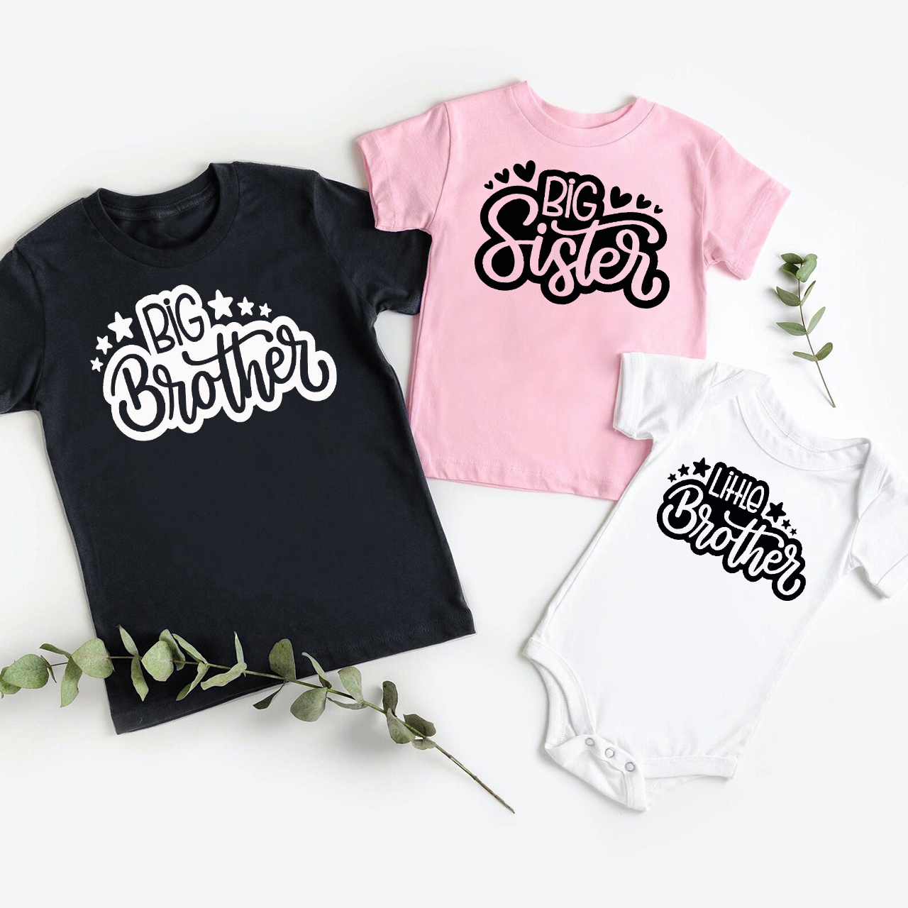 Star and Heart Personalized Siblings Family Matching Shirt