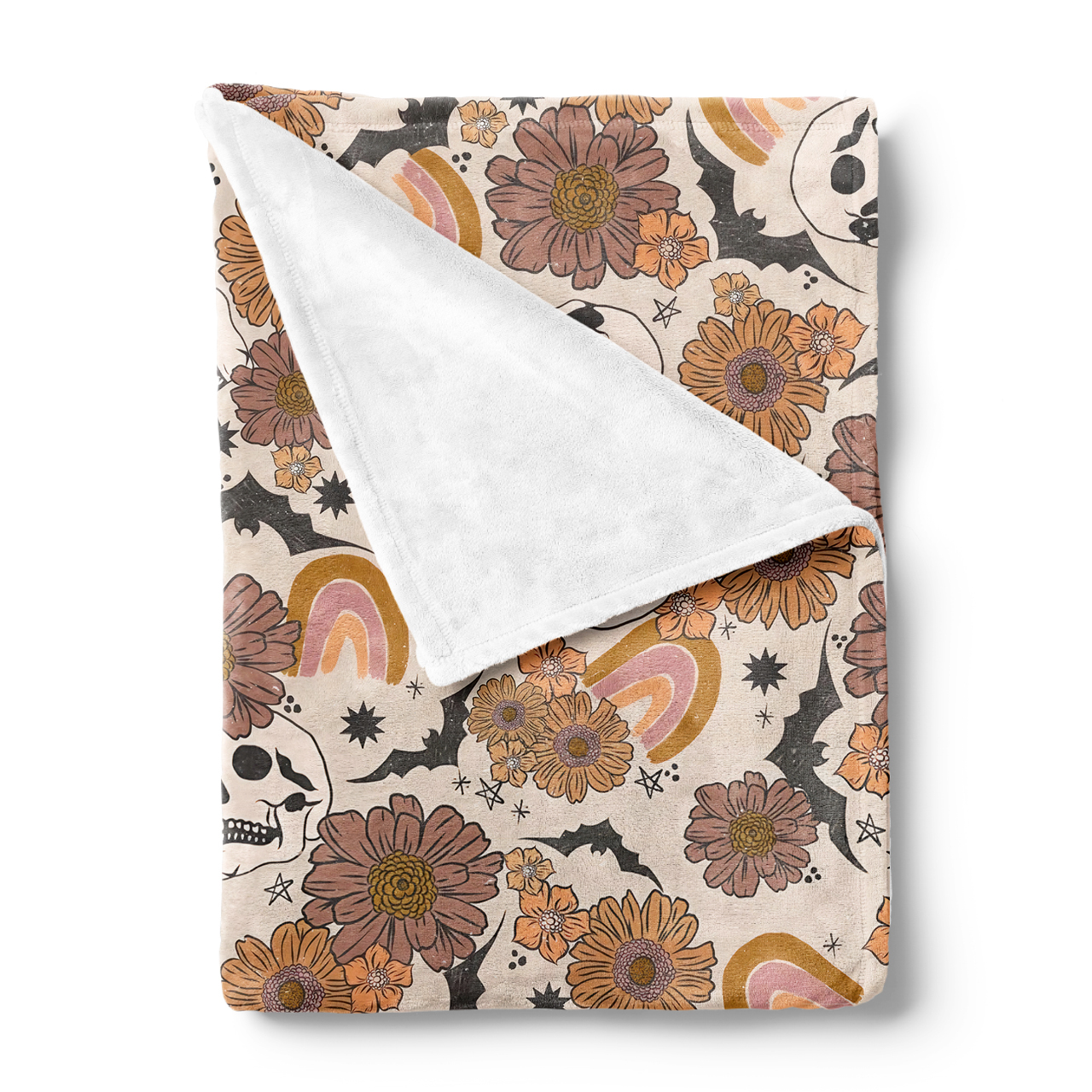 Flowers&Skulls Halloween Flannel Blanket