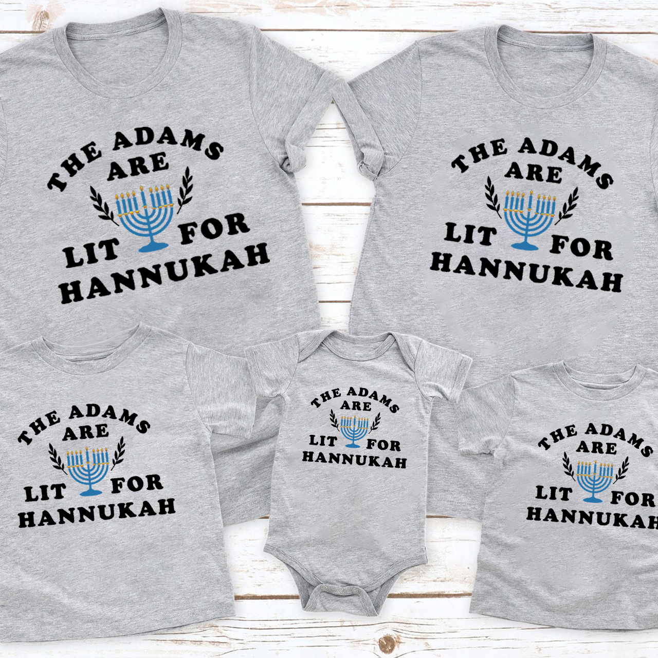 The Adams Are Lit For Hanukkah Family Matching Shirt
