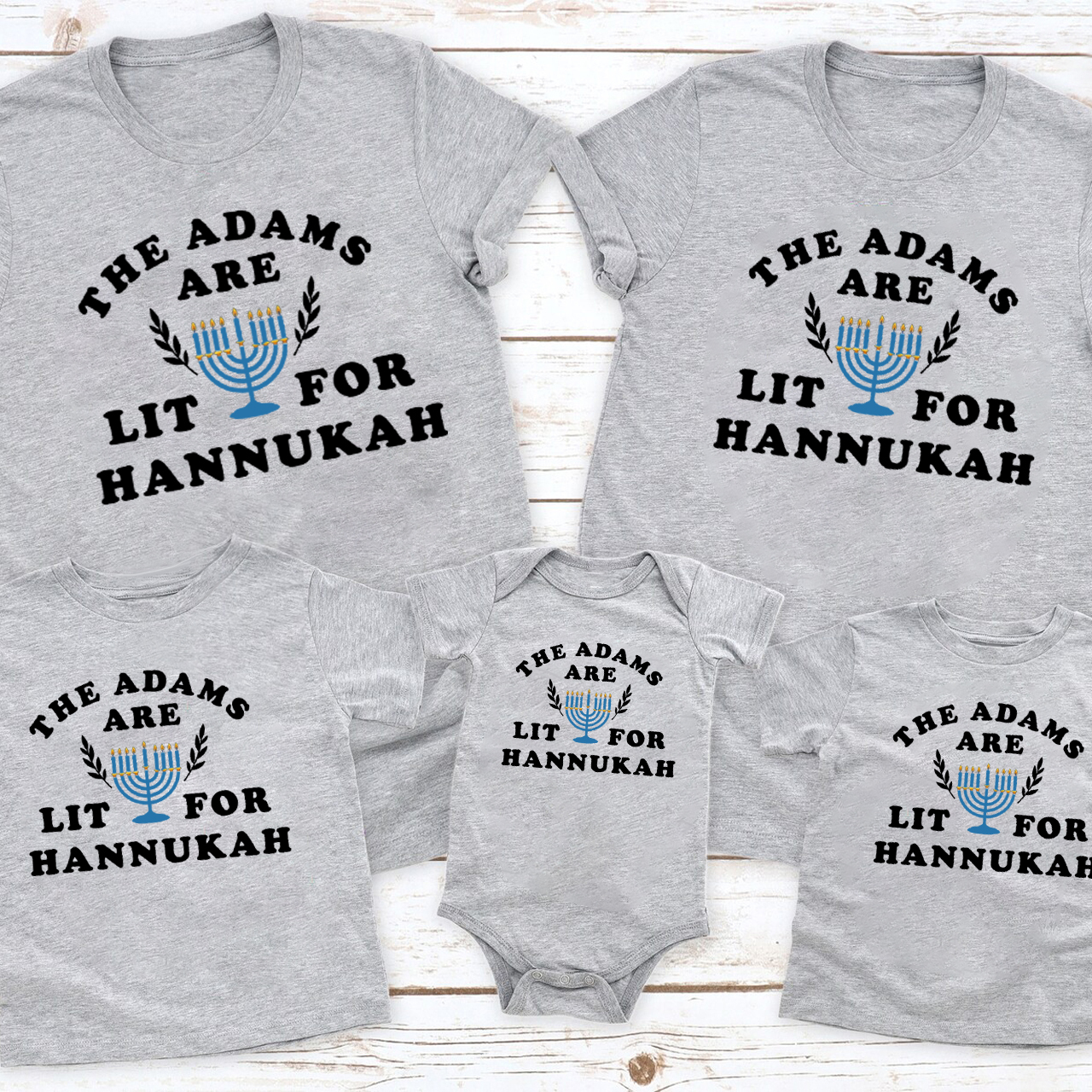 The Adams Are Lit For Hanukkah Family Matching Shirt
