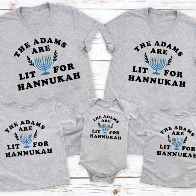 The Adams Are Lit For Hanukkah Family Matching Shirt