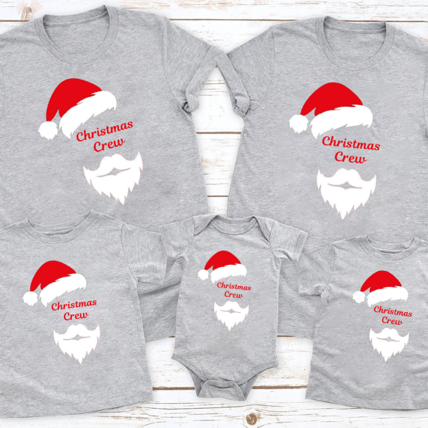 Merry Christmas Hat & Bearded Family Matching Shirt
