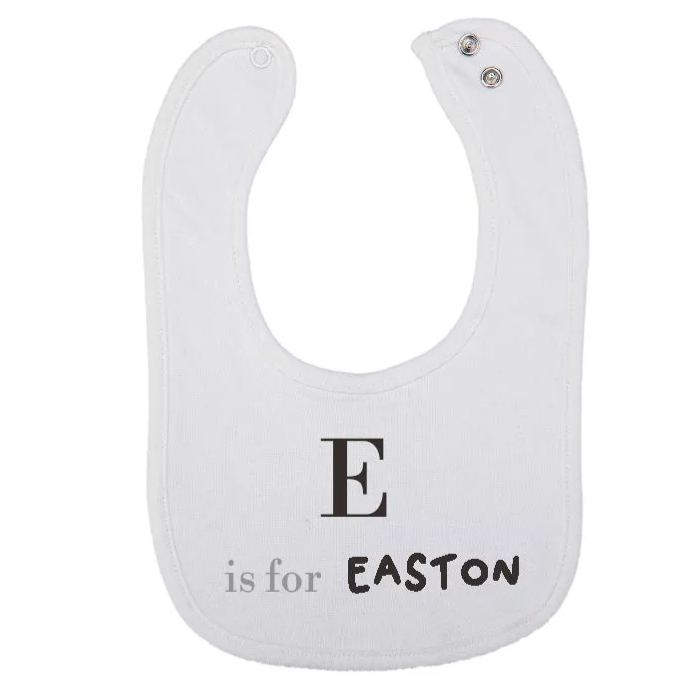 Personalized Baby Bib (E Is For Easton)