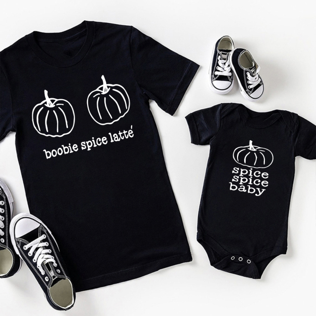 Boobie Spice Latte Spice Baby Mom&Me Matching Shirt
